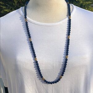 Sarah Coventry Navy and Gold Beaded Necklace
